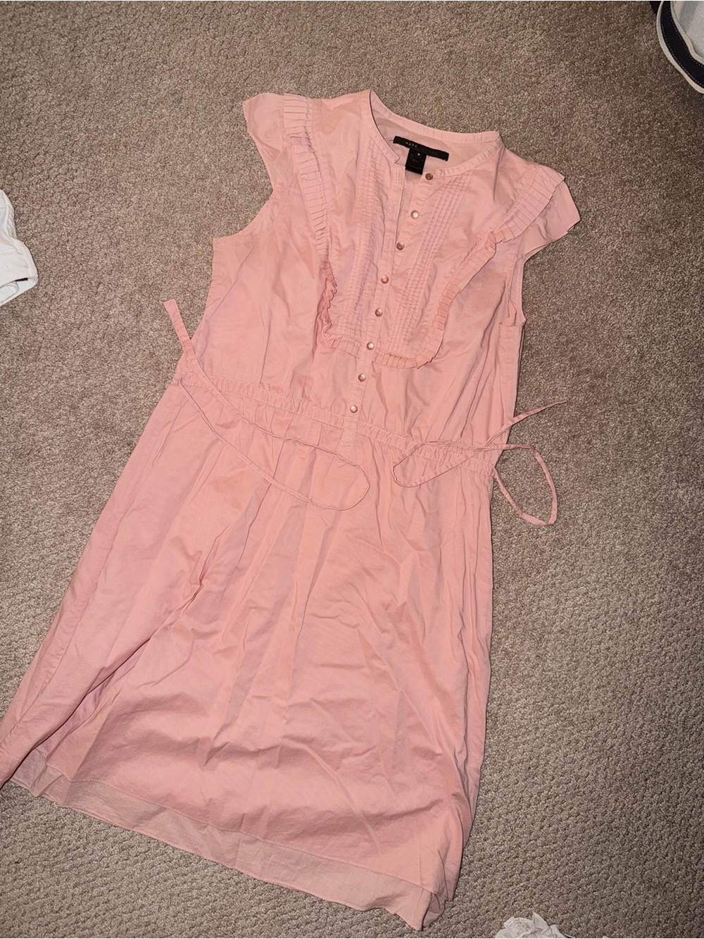 Marc Jacobs Light Pink Ruffle-Front Midi Dress